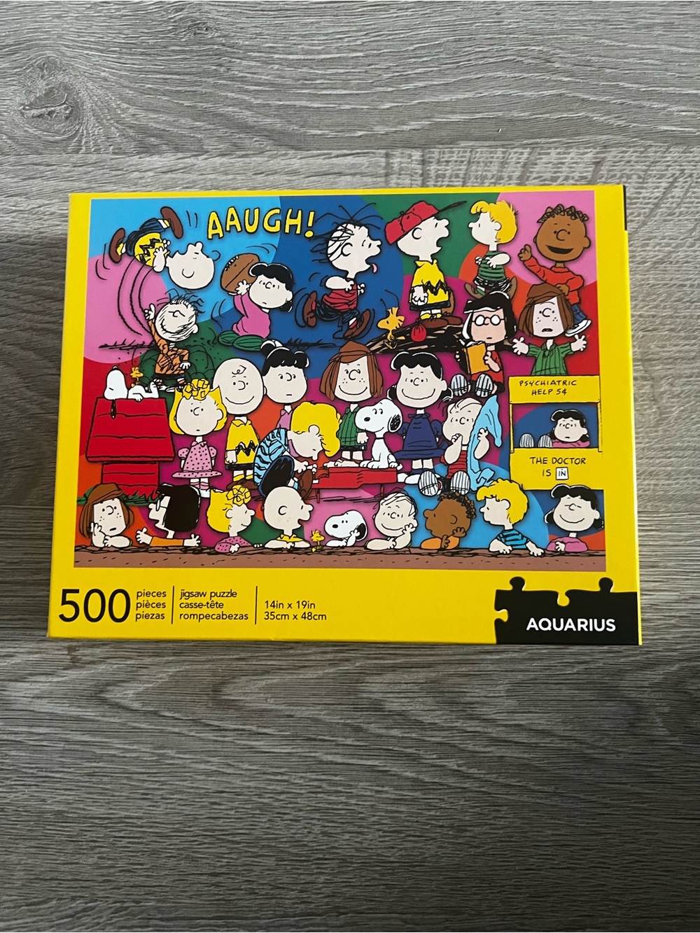 Peanuts "AAUGH!" 500-Piece Jigsaw Puzzle - Yellow Box by Aquarius